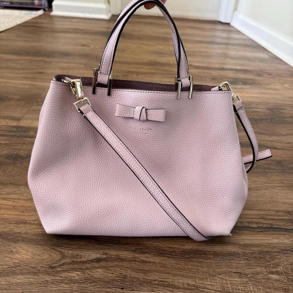 KATE SPADE Lavender Leather Gwyn Pershing Street Convertible Satchel Bag EUC - Picture 4 of 14